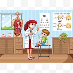 儿童房间背景图片_医生给小男孩在诊所治疗