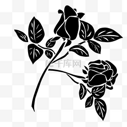 剪影花卉图片_黑色玫瑰花卉剪影