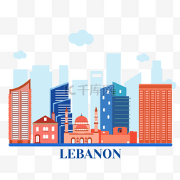 巴赫剪影图片_红色建筑黎巴嫩天际线