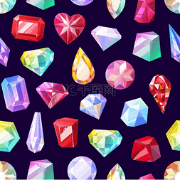 宝石图案、水晶宝石和宝石、矢量