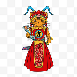 虎年新年春节吉祥如意门神老虎