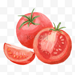 蔬菜水果水彩图片_西红柿切开水彩蔬菜水果