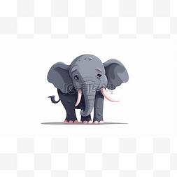 动物大象卡通图片_卡通扁平彩色动物大象