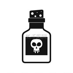 毒药瓶图标，黑色简约风格