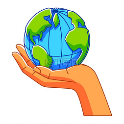 绿色地球的手图片_手拿着地球的例证。