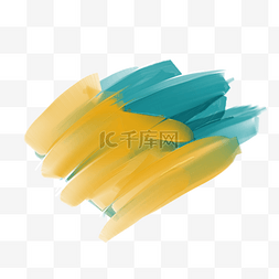 渐变水彩笔刷图片_蓝色和黄色渐变质感撞色水彩笔刷