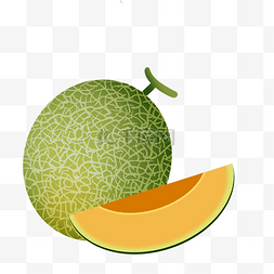 手绘橙色水果图片_仿真卡通绿色橙色哈蜜瓜蜜瓜