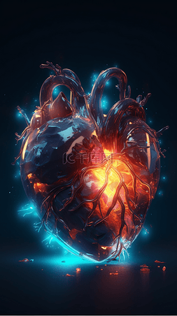 科技感心图片_人体器官心脏科技3D元素