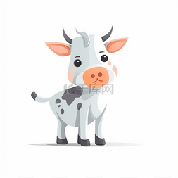 简约可爱背景设计图片_小动物扁平设计奶牛可爱简约背景