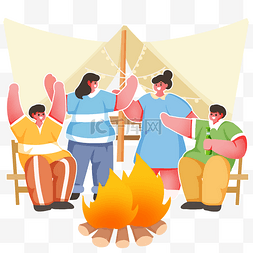 露营野餐野炊火堆聚会聊天欢乐