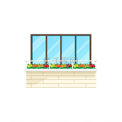 平面花朵素材图片_阳台房屋窗户建筑立面建筑矢量平