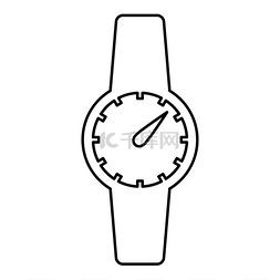 手表的图片_手时钟轮廓轮廓图标黑色矢量插图
