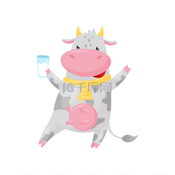 可爱的斑点牛与金色的铃铛举行牛