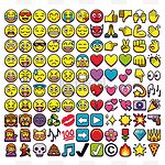 白色背景上分离出的不同 110 Emojis 一套