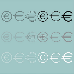 简单的欧元符号和圆形图标.. 简单
