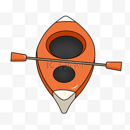 橙红色单人皮划艇剪贴画