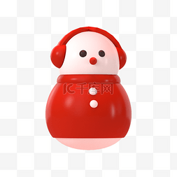 3DC4D立体红衣服耳机雪人