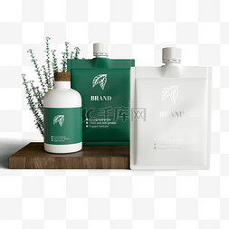 白色装饰瓶子图片_绿色植物提取环保化妆品包装