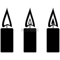 The black simple candles with fire.. The blac