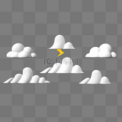 云闪电图片_天气云立体图标模型3D