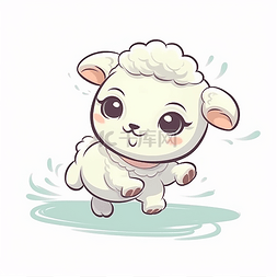 可爱小羊图片_一只正在奔跑的小羊