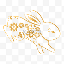玉兔烫金图片_烫金剪纸兔子装饰