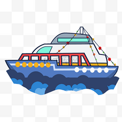 彩色的轮船图片_海上的彩色轮船