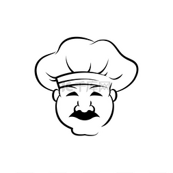 微笑的厨师轮廓矢量图。