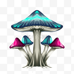 迷幻艺术图片_蘑菇自然风格荧光质感