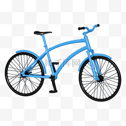 骑脚踏车图片_蓝色C4D立体3D仿真自行车