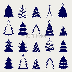 圣诞树装饰素材图片_装饰圣诞树图标集。