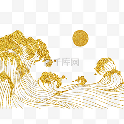 浪花烫金图片_海浪波涛汹涌