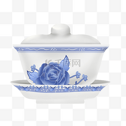 茶道文化图片_中式茶道器具青花瓷茶碗茶杯