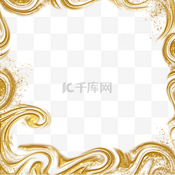 金色抽奖盘图片_创意海浪花纹金色笔刷抽象边框
