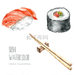 水色寿司，用筷子滚.