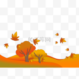 剪纸底边图片_秋季秋天树叶底边植物枫叶树木剪
