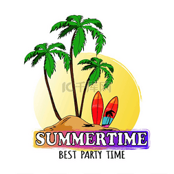 夏季派对背景图片_夏季最好的聚会时间热带沙岛与高
