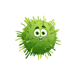 细菌细菌图片_带有笑脸、大眼睛和长出的 covid19 