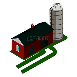 农业绿色图片_谷物筒仓和储藏室用白色隔离的矢