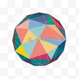 多边形球体3d图片_彩色几何抽象多边形低聚球体