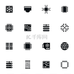 知识产品图片_计算机主题上的一组图标。