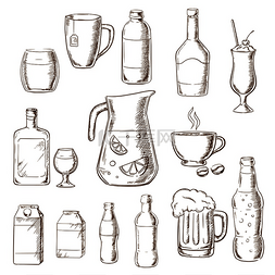 咖啡图标咖啡设计图片_各种饮料和饮料图标，包括果汁、