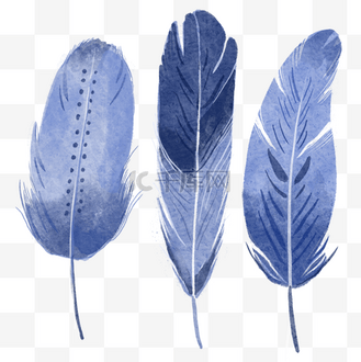 蓝色羽毛装饰图片素材_水彩蓝色单色波西米亚风格羽毛箭装饰