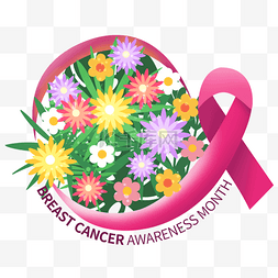 乳腺癌宣传月图片_乳腺癌宣传月美丽鲜花的丝带