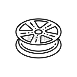 合金轮辋矢量细线图标汽车维修轮