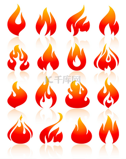 国家图标图片_火灾火焰粽叶，设置图标