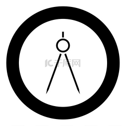 圆形或圆形矢量插图中的一对圆规