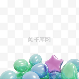 彩色气球图片_3DC4D立体绿色气球底边