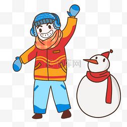 堆雪人动图图片_防寒保暖堆雪人儿童冬天冬季