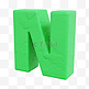 3D立体粘土风绿色字母N